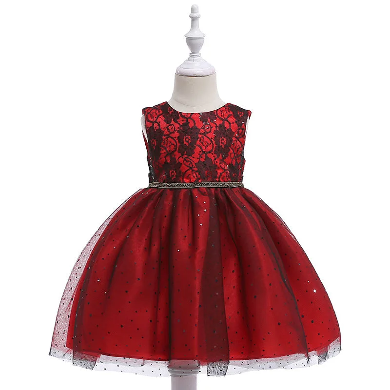 Red Sequin Lace Dress, Size 3-10 Yrs Shimmer Sequin Dress