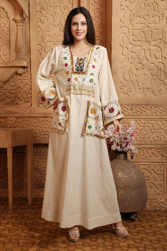 Embroidered Caftan Sequin Abaya Turkish Long Dress Robe Sexy Sequin Gown