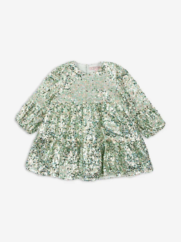 Konges Sløjd Girls Lila Sequins Dress in Green Sequin Gown Chic