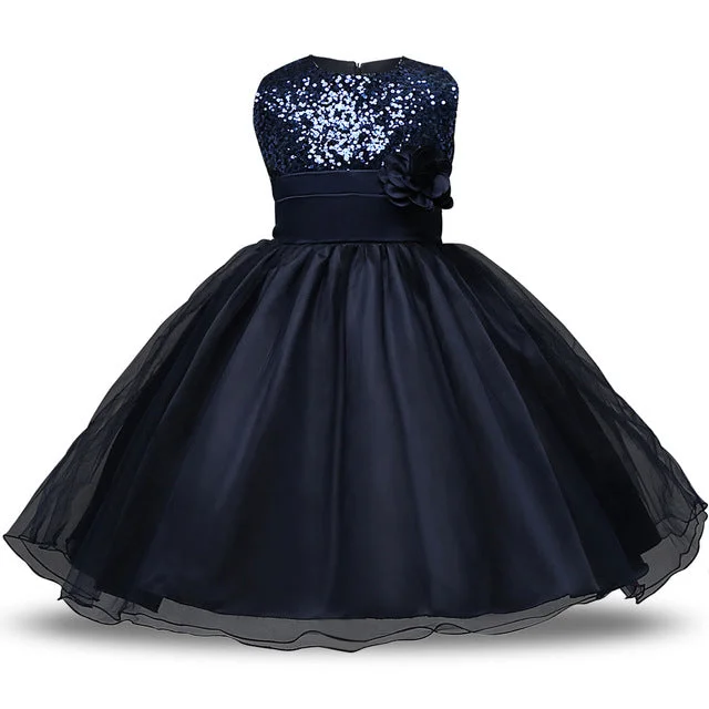 Sapphire Navy Sequin Dress (3-12 Yrs) Sequin Cocktail Gown