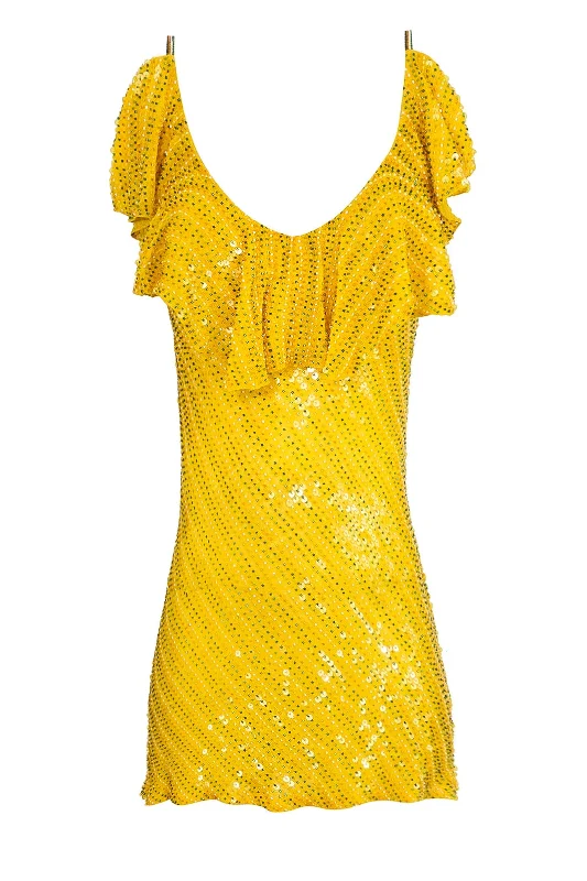 Ruffle Beaded Sequin Mini Dress Sequin Dress Vibe