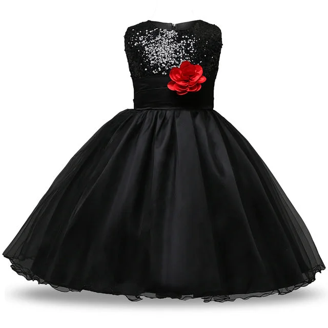 Black Sequin and Tulle Princess Dress (3-14 yrs) Hot Pink Sequin