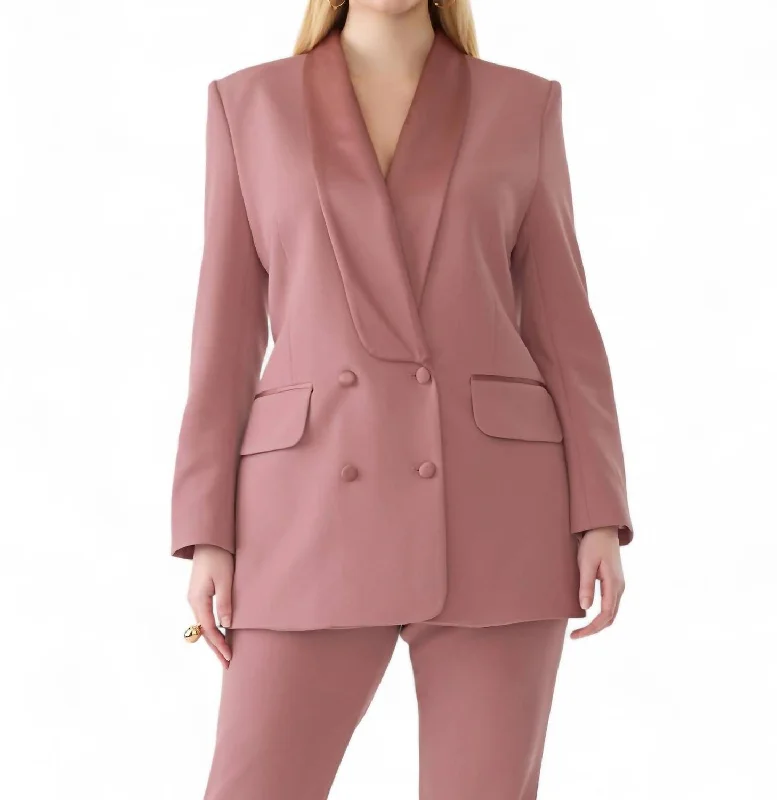 Satin Blazer In Soft Pink Long Sleeve Women’s Blazer