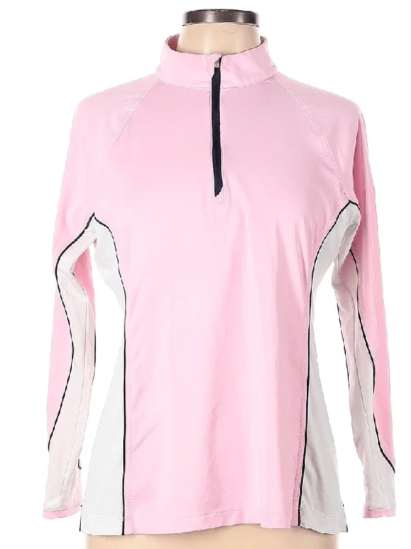 Women's Peter Millar Light Pink & White Golf Pullover Size L MSP$100