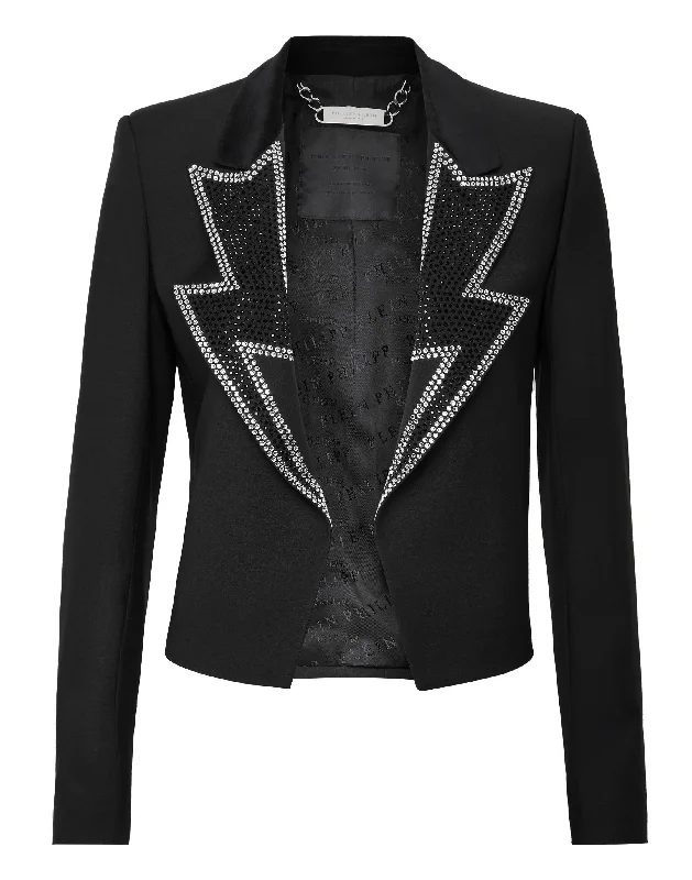 Crop Blazer with Crystals Women’s Relaxed Blazer