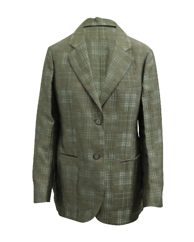 Giorgio Armani Checkered Single Breasted Blazer in Multicolor Polyester Vintage Blazers for Women