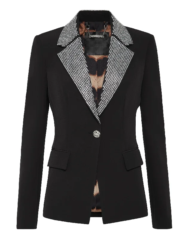 Cady Blazer Crystal with Crystals Slim Fit Blazer Jacket