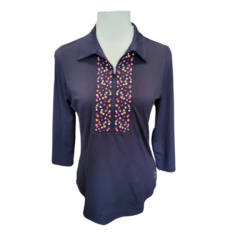 Jofit Women's Navy Confetti Embroidered 3/4 Sleeve Golf Polo Size XS MSP$80