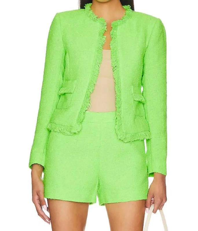 Angelina Blazer In Lime Green Casual Blazer Look