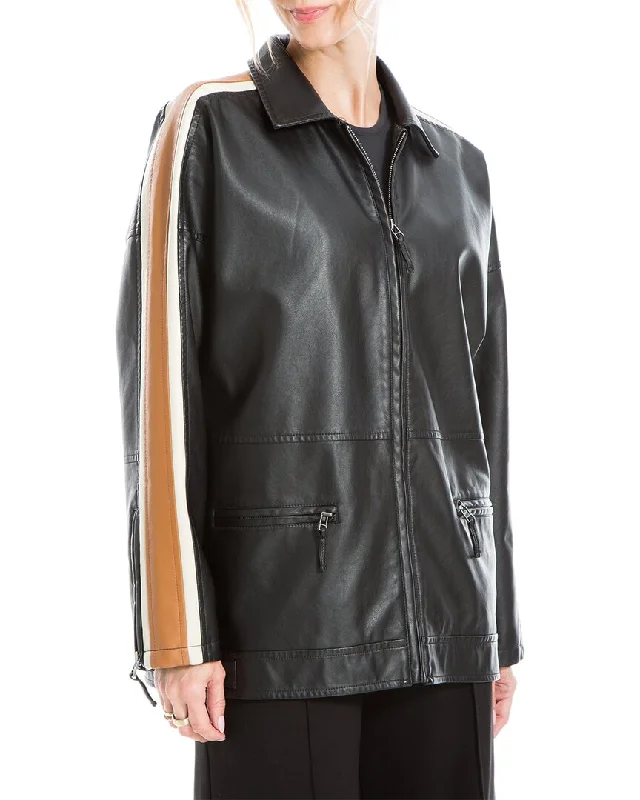 Max Studio Leatherette Jacket Blazer with Lapel