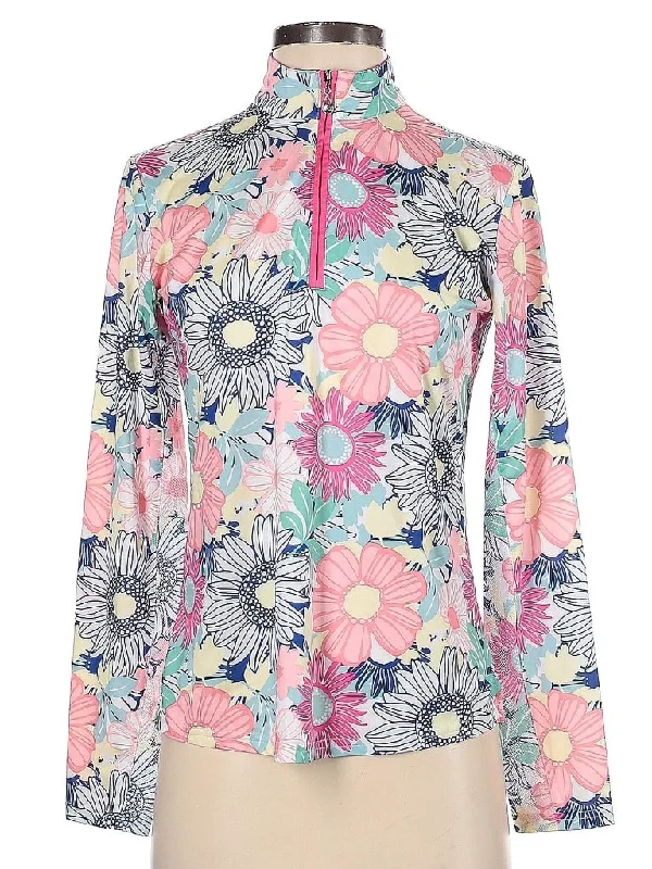 New San Soleil Pastel Floral Long Sleeve Sun Shirt Pullover Size S MSP$104