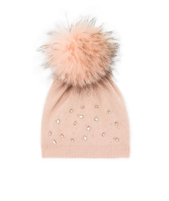 Women's spring jacketsManiere Mauve Wool Hat With Rhinestones and Mauve Pom Women's spring jackets