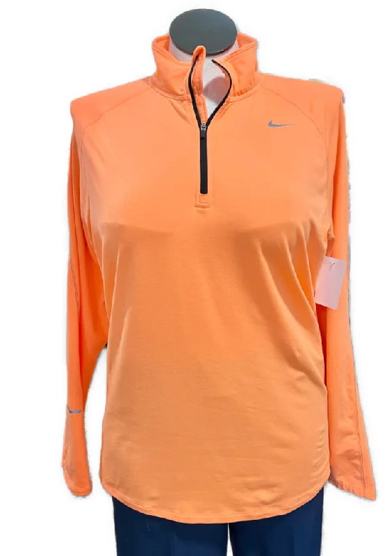 Nike Dri-Fit Women's 1/4 Zip Bright Orange Long Sleeve Running Pullover Size XL MSP$75