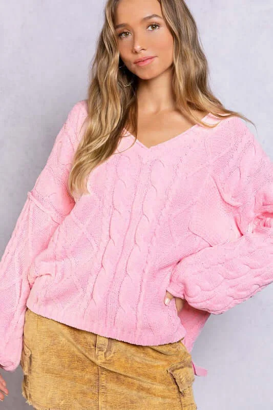 Dreamy V-Neck Sweater with Chain Detail Classic Women’s Sweatshirt