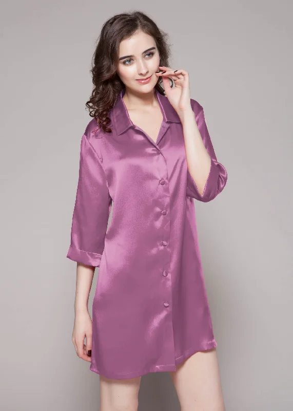 Best pajama sets for hot sleepers22 Momme Classic Silk Nightshirt Violet Best pajama sets for hot sleepers