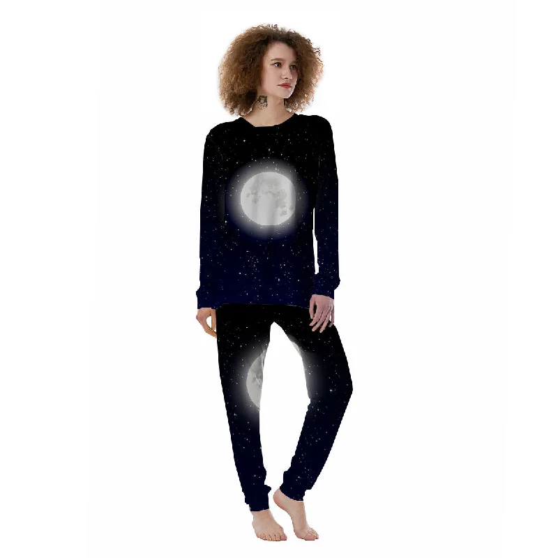 Budget-friendly pajama setsFull Moon And Night Stars Print Women's Pajamas Budget-friendly pajama sets