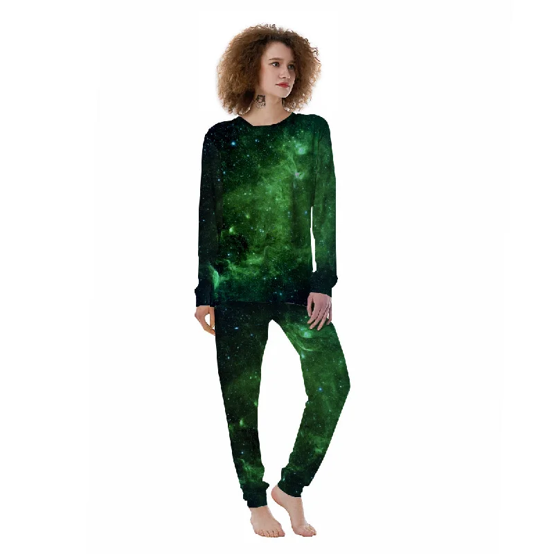 Bridal pajama setsGalaxy Space Dark Green Print Women's Pajamas Bridal pajama sets