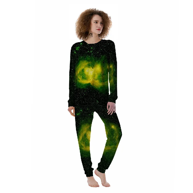 Best pajama sets for loungingGalaxy Sparkle Green Print Women's Pajamas Best pajama sets for lounging