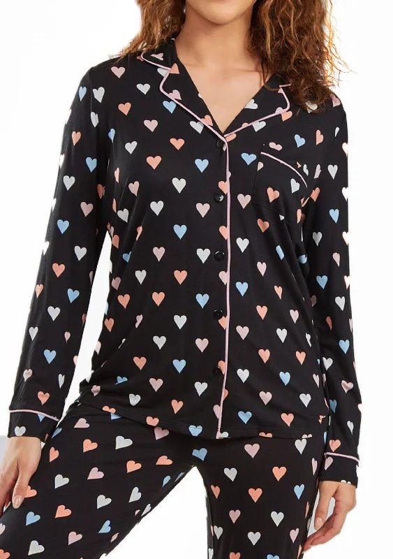 Cheap pajama setsHarmony Viscose Hearts Robe Trimmed in Contrast lace with Self Tie Sash Cheap pajama sets