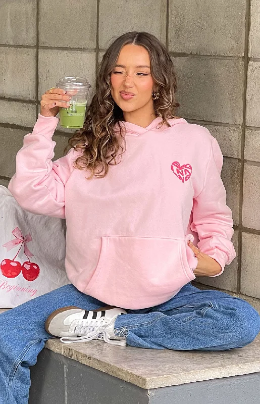 Trendy oversized sweatersBeginning Pink Lovey Bubble Hoodie Trendy oversized sweaters