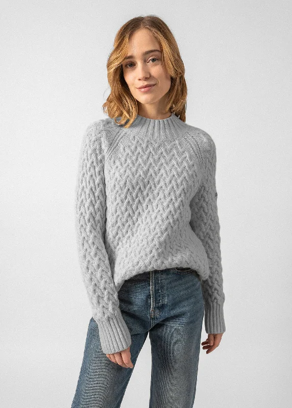 High-end sweatersCARDIFF - Mock Neck Sweater with Raglan Sleeves | Wool Blend (LIGHT GRAY) High-end sweaters