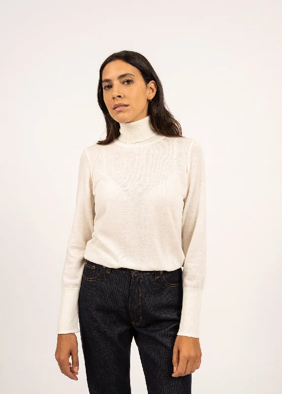 Silk-blend sweatersMODENE - Thin Turtleneck Sweater | Wool Jersey (WINTER WHITE) Silk-blend sweaters