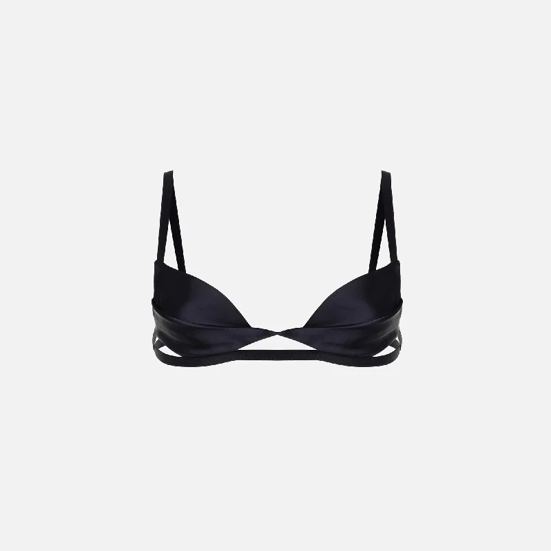 Thanksgiving sweatersNensi Dojaka Double Petal Satin Bra - Black Thanksgiving sweaters