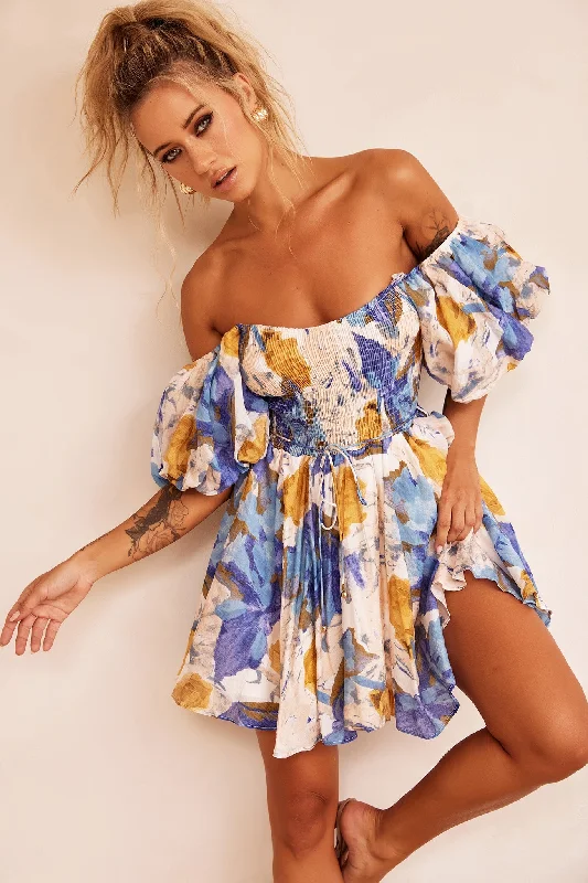 Cocktail mini dressesBegonia Bloom Mini Dress - Blue Cocktail mini dresses