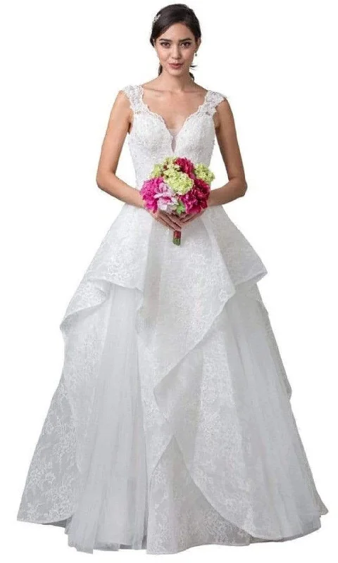 Monique Lhuillier wedding dressesAspeed Bridal - W2375 Lace Floral Layered Wedding Dress Wedding Dress Set