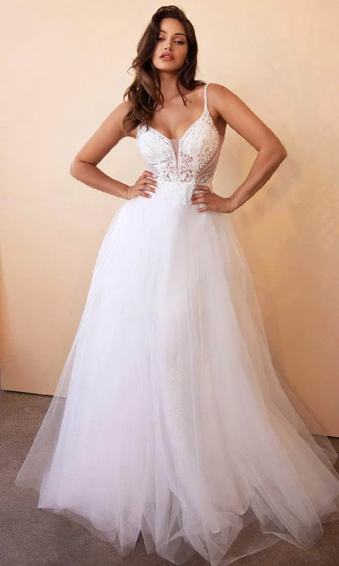 Church wedding dressesCinderella Divine CD0195W - Floral Lace Tulle Wedding Gown Simple Wedding Dress