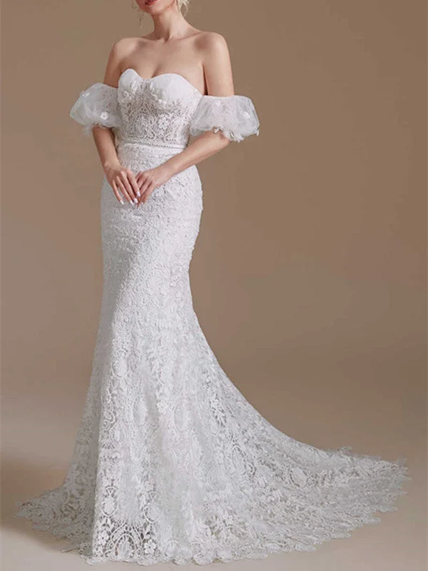 Vintage wedding dressesStrapless Sweetheart Wedding Dresses, Mermaid Lace Bridal Gowns, Newest Wedding Dresses Sexy Lace Gown