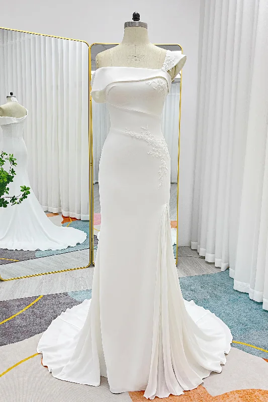 Discounted wedding dressesTrumpet-Mermaid Court Train Stretch Satin Wedding Dress CW3290 Vintage Style Dress