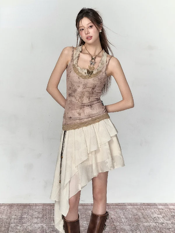 Women's unclassified skirtsBeige New Chinese Irregular Skirt Women's unclassified skirts