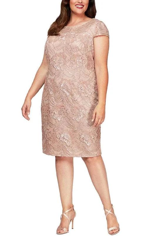 A-line midi dressesAlex Evenings - 417654 Sequin Cap Sleeve Midi Dress A-line midi dresses