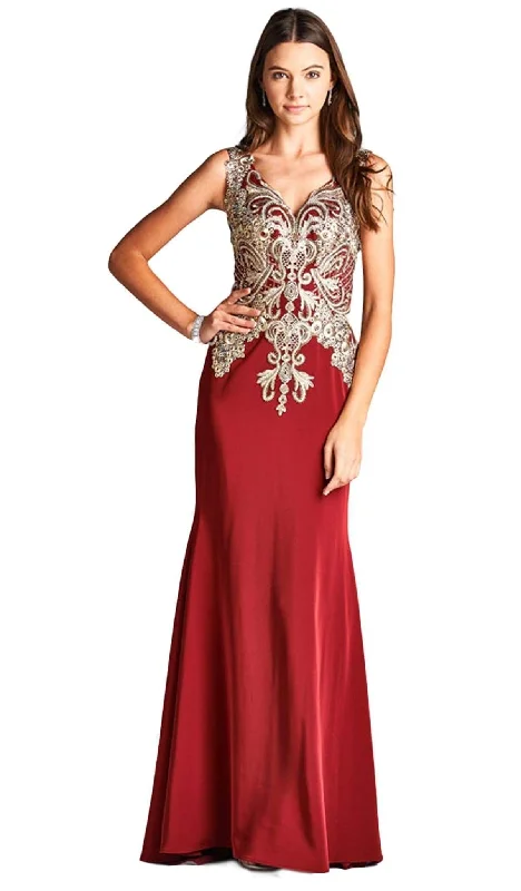 Club party dressesTrevi Collection - Embroidered V-neck Sheath Evening Dress Cocktail party dresses