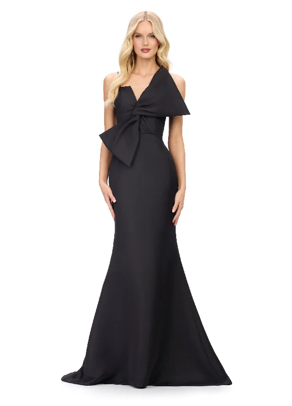 Trendy new unclassified dressesAshley Lauren 11702 - Illusion V-Neck Bow Evening Gown Trendy new unclassified dresses