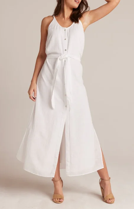 Color block unclassified dressesBella Dahl Belted Button Front Sleeveless Dress- White Color block unclassified dresses