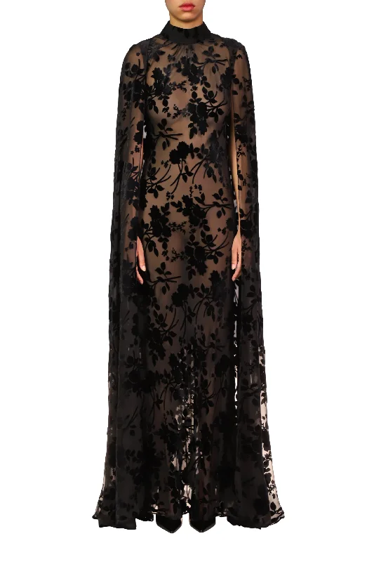 Lightweight unclassified dressesBlack Burnout Velvet Cape Gown Lightweight unclassified dresses