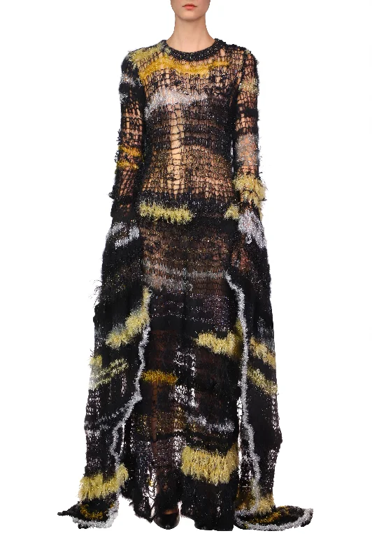 Beach unclassified dressesBlack And Yellow Hand Loose Knit Gown Beach unclassified dresses