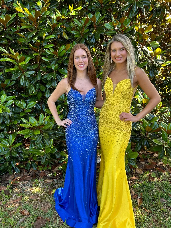 Halter unclassified dressesBlush Prom 12136 Bedazzled Fitted Dress with Low Open Back - Sapphire or Yellow Halter unclassified dresses