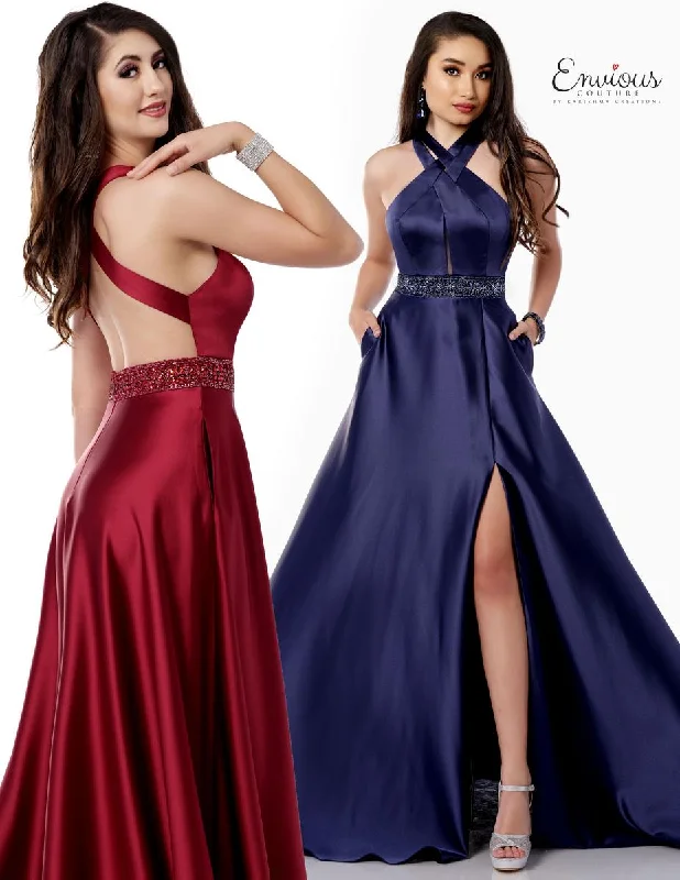 A-line unclassified dressesENVIOUS Couture 1755 Burgundy Satin A-Line Dress w/ Pockets A-line unclassified dresses