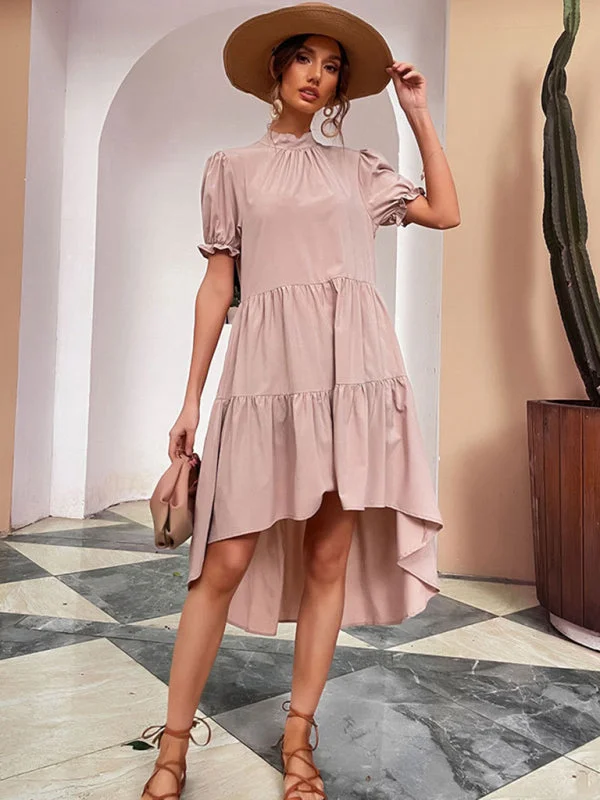 Spring unclassified dressesBlue Zone Planet |  High Waist Solid Color Irregular Loose Pleated Dress Spring unclassified dresses