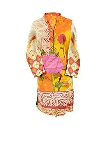 Casual unclassified dressesIshDeena Pakistani Designer Lawn & Chiffon Dresses for Women Ready to Wear Salwar Kameez (Small, Orange Yellow - Charizma Naranji) Casual unclassified dresses