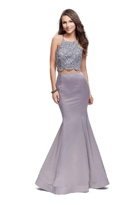 Earthy tone unclassified dressesLa Femme 26035 - Beaded Satin Mermaid Dress Earthy tone unclassified dresses