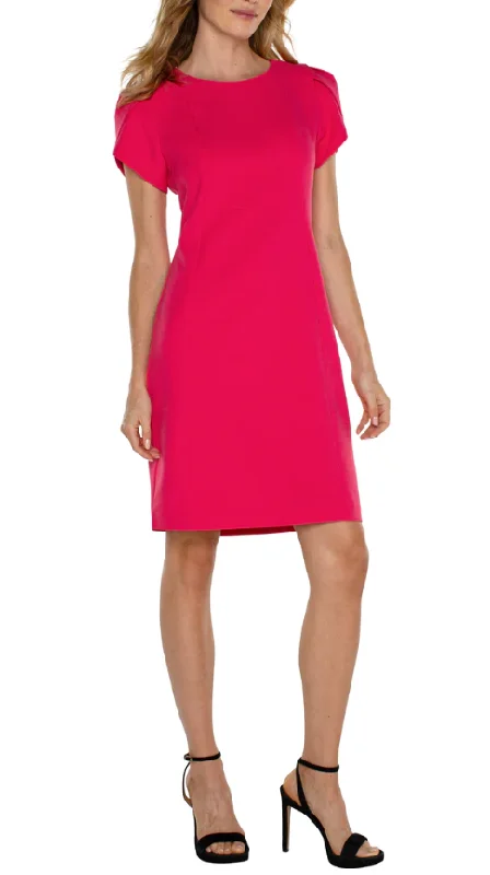 Cotton unclassified dressesLiverpool Tulip Sleeve Sheath Dress - Pink Punch Cotton unclassified dresses