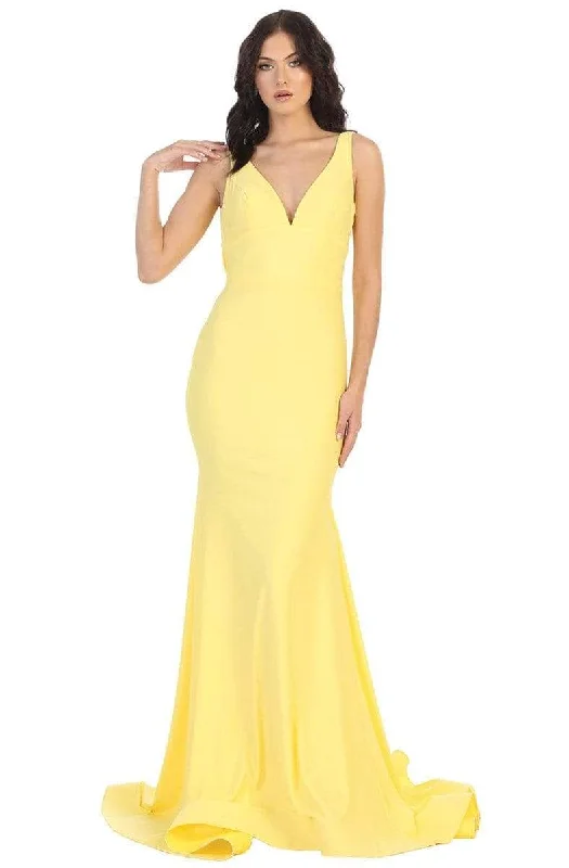 Backless unclassified dressesMay Queen MQ1719 - V Neck Trumpet Gown Backless unclassified dresses