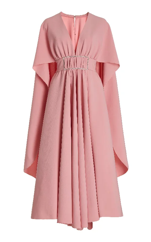 A-line unclassified dressesPink Draped Dress With Cape And Rhinestone Detail A-line unclassified dresses