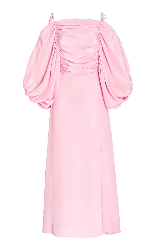 Stretchy unclassified dressesPink Silk Crepe Ruched Dress Stretchy unclassified dresses