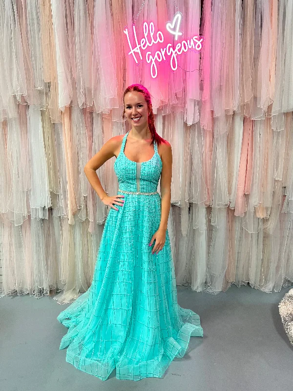 Stylish unclassified dressesRachel Allan 7082 Aqua Green Shimmering A-Line Dress Stylish unclassified dresses