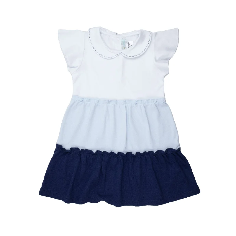 Long sleeve unclassified dressesSchool Days Colorblock Pima Dress, Infant Girls, White and Blue Long sleeve unclassified dresses